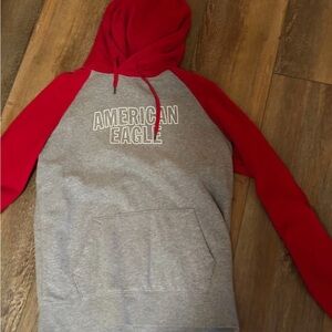 M Red and Gray American Eagle Hoodie